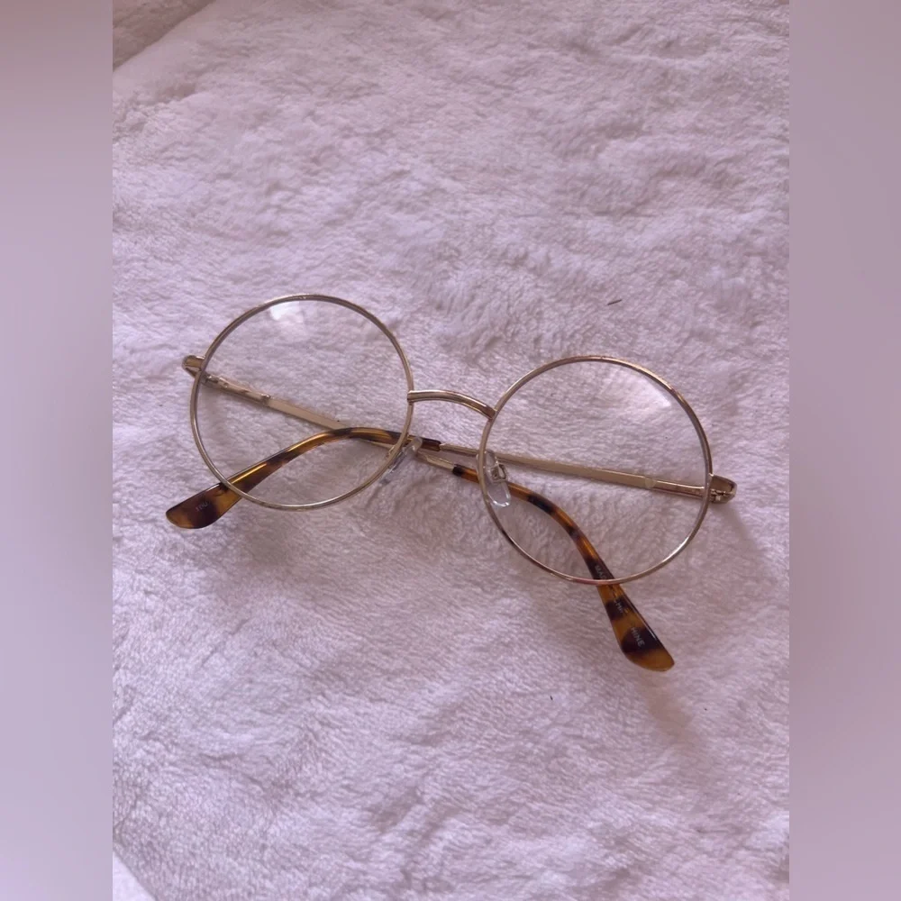 Men or Women OVERSIZED RETRO Style Clear Lens EYE GLASSES Large Round Gold Frame